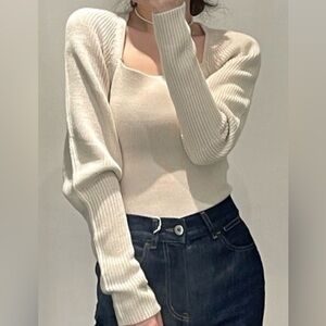 COS Cream Puff Sleeve Knitted Wool Sweater